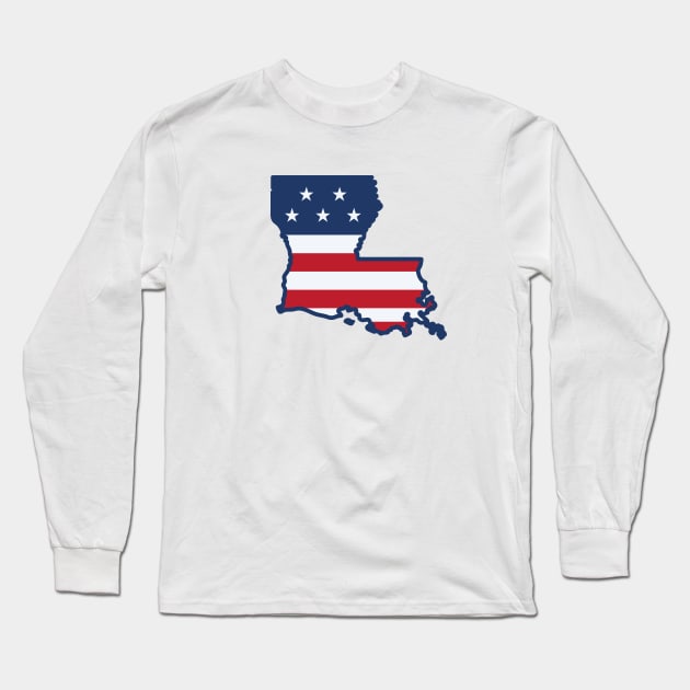 Stars and Stripes Louisiana Long Sleeve T-Shirt by SLAG_Creative
